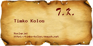 Timko Kolos névjegykártya